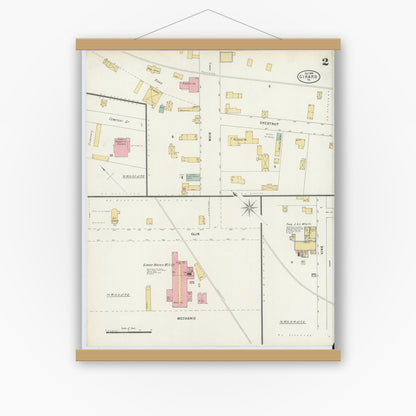 Old map wall art mockup — magnetic wood frame on white wall — Sanborn Fire Insurance Map from Girard, Erie County, Pennsylvania (1898), Sheet #0002