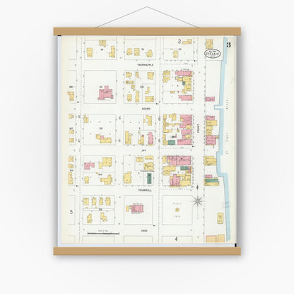 Old map wall art mockup — magnetic wood frame on white wall — Sanborn Fire Insurance Map from Saint Clair, Saint Clair County, Michigan (1900), Sheet #0003