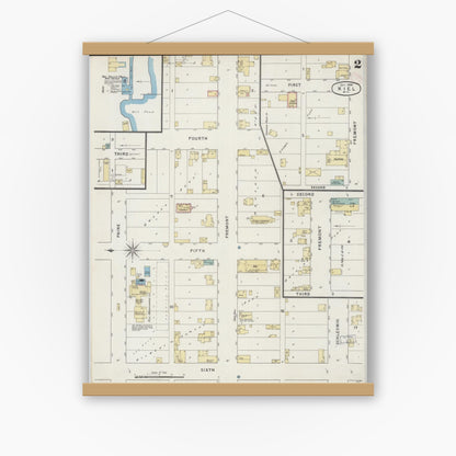 Old map wall art mockup — magnetic wood frame on white wall — Sanborn Fire Insurance Map from Kiel, Manitowoc and Calumet Counties, Wisconsin (1894) - Complete Map Set
