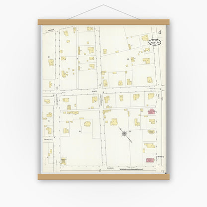 Old map wall art mockup — magnetic wood frame on white wall — Sanborn Fire Insurance Map from Eagle Lake, Colorado County, Texas (1912), Sheet #0004