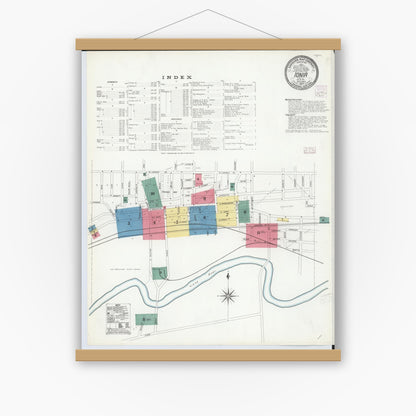 Old map wall art mockup — magnetic wood frame on white wall — Sanborn Fire Insurance Map from Ionia, Ionia County, Michigan (1907) - Complete Map Set