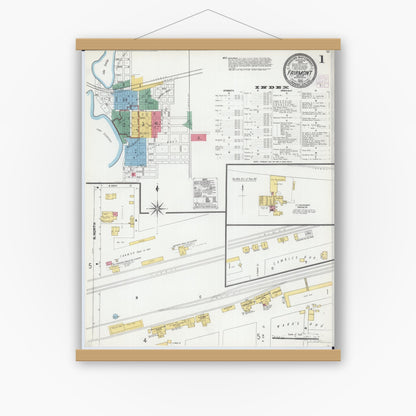 Old map wall art mockup — magnetic wood frame on white wall — Sanborn Fire Insurance Map from Fairmont, Martin County, Minnesota (1905) - Complete Map Set