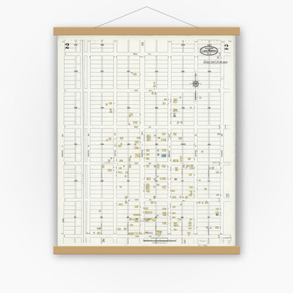 Old map wall art mockup — magnetic wood frame on white wall — Sanborn Fire Insurance Map from Lake Worth, Palm Beach County, Florida (1924), Sheet #0002
