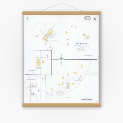 Old map wall art mockup — magnetic wood frame on white wall — Sanborn Fire Insurance Map from Granby, Newton County, Missouri (1930), Sheet #0006
