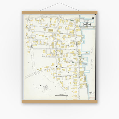 Old map wall art mockup — magnetic wood frame on white wall — Sanborn Fire Insurance Map from Provincetown, Barnstable County, Massachusetts (1902), Sheet #0002