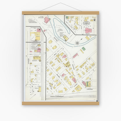 Old map wall art mockup — magnetic wood frame on white wall — Sanborn Fire Insurance Map from Osborn, Greene County, Ohio (1901), Sheet #0002