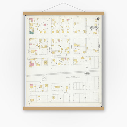 Old map wall art mockup — magnetic wood frame on white wall — Sanborn Fire Insurance Map from Trenton, Clinton County, Illinois (1906), Sheet #0006