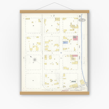 Old map wall art mockup — magnetic wood frame on white wall — Sanborn Fire Insurance Map from Crescent City, Del Norte County, California (1903), Sheet #0003