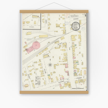 Old map wall art mockup — magnetic wood frame on white wall — Sanborn Fire Insurance Map from Salem, Washington County, New York (1898) - Complete Map Set