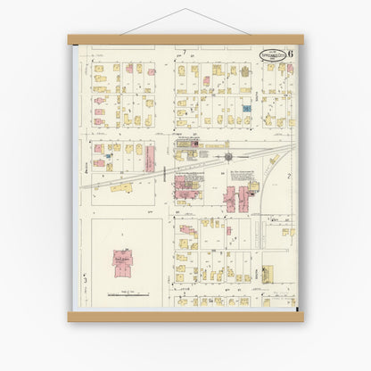 Old map wall art mockup — magnetic wood frame on white wall — Sanborn Fire Insurance Map from Tipp City, Miami County, Ohio (1911), Sheet #0006