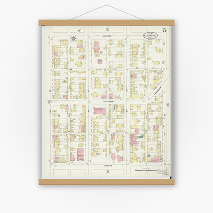 Old map wall art mockup — magnetic wood frame on white wall — Sanborn Fire Insurance Map from East Liverpool, Columbiana County, Ohio (1897), Sheet #0005