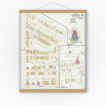 Old map wall art mockup — magnetic wood frame on white wall — Sanborn Fire Insurance Map from Turtle Creek Valley, Allegheny County, Pennsylvania (1906), Sheet #0002