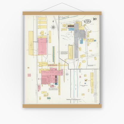 Old map wall art mockup — magnetic wood frame on white wall — Sanborn Fire Insurance Map from Alliance, Northampton County, Pennsylvania (1904), Sheet #0010