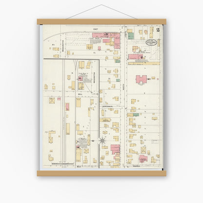 Old map wall art mockup — magnetic wood frame on white wall — Sanborn Fire Insurance Map from Zeeland, Ottawa County, Michigan (1900), Sheet #0002