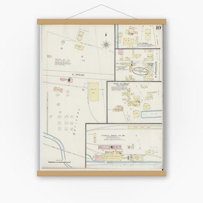 Old map wall art mockup — magnetic wood frame on white wall — Sanborn Fire Insurance Map from Titusville, Crawford County, Pennsylvania (1887), Sheet #0010