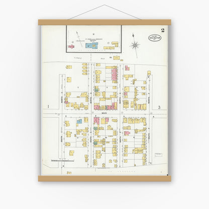 Old map wall art mockup — magnetic wood frame on white wall — Sanborn Fire Insurance Map from Irvington, Westchester County, New York (1900), Sheet #0002