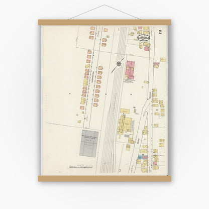 Old map wall art mockup — magnetic wood frame on white wall — Sanborn Fire Insurance Map from Leetsdale, Allegheny County, Pennsylvania (1917), Sheet #0002