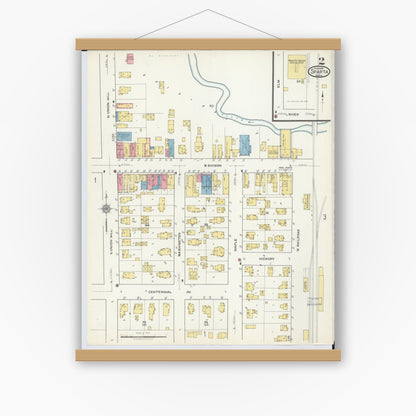Old map wall art mockup — magnetic wood frame on white wall — Sanborn Fire Insurance Map from Sparta, Kent County, Michigan (1918), Sheet #0002
