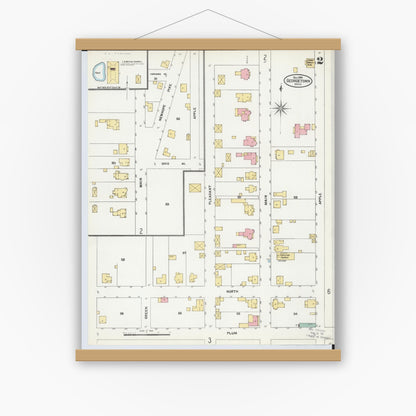 Old map wall art mockup — magnetic wood frame on white wall — Sanborn Fire Insurance Map from Georgetown, Brown County, Ohio (1904), Sheet #0002