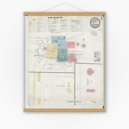 Old map wall art mockup — magnetic wood frame on white wall — Sanborn Fire Insurance Map from Ashland, Ashland County, Ohio (1893) - Complete Map Set