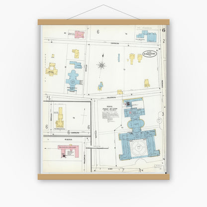 Old map wall art mockup — magnetic wood frame on white wall — Sanborn Fire Insurance Map from Saint Augustine, Saint John's County, Florida (1899), Sheet #0006