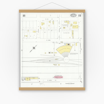 Old map wall art mockup — magnetic wood frame on white wall — Sanborn Fire Insurance Map from Del Rio, Val Verde County, Texas (1930), Sheet #0011