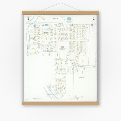 Old map wall art mockup — magnetic wood frame on white wall — Sanborn Fire Insurance Map from Gahanna, Franklin County, Ohio (1946), Sheet #0002