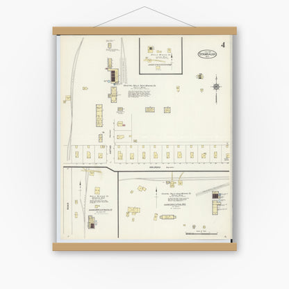 Old map wall art mockup — magnetic wood frame on white wall — Sanborn Fire Insurance Map from Stambaugh, Iron County, Michigan (1913), Sheet #0004