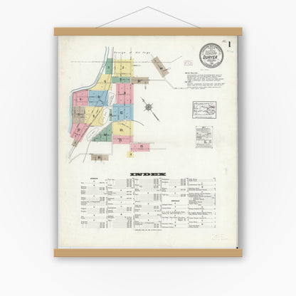 Old map wall art mockup — magnetic wood frame on white wall — Sanborn Fire Insurance Map from Duryea, Luzerne County, Pennsylvania (1914), Sheet #0001