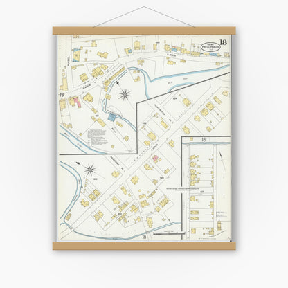 Old map wall art mockup — magnetic wood frame on white wall — Sanborn Fire Insurance Map from Phillipsburg, Warren County, New Jersey (1903), Sheet #0018