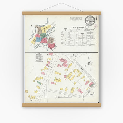 Old map wall art mockup — magnetic wood frame on white wall — Sanborn Fire Insurance Map from East Hampton, Hampshire County, Massachusetts (1902) - Complete Map Set