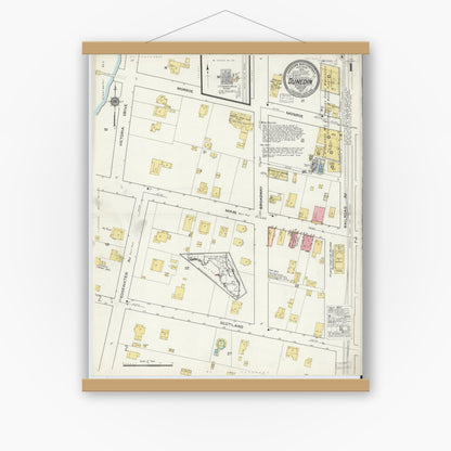 Old map wall art mockup — magnetic wood frame on white wall — Sanborn Fire Insurance Map from Dunedin, Pinellas County, Florida (1917) - Complete Map Set