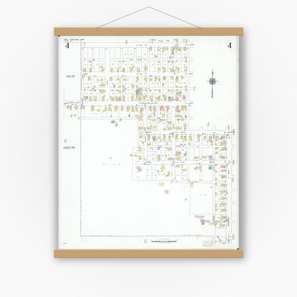 Old map wall art mockup — magnetic wood frame on white wall — Sanborn Fire Insurance Map from West Alexandria, Preble County, Ohio (1951), Sheet #0004