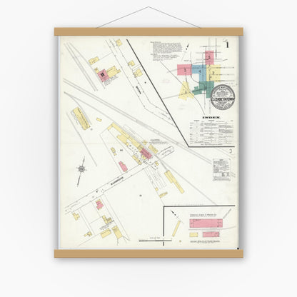 Old map wall art mockup — magnetic wood frame on white wall — Sanborn Fire Insurance Map from Elizabethtown, Lancaster County, Pennsylvania (1911), Sheet #0001