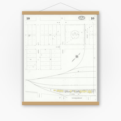 Old map wall art mockup — magnetic wood frame on white wall — Sanborn Fire Insurance Map from Del Rio, Val Verde County, Texas (1930), Sheet #0010