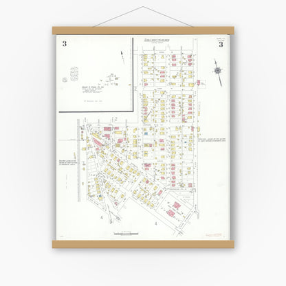 Old map wall art mockup — magnetic wood frame on white wall — Sanborn Fire Insurance Map from Dupo, Saint Clair County, Illinois (1941), Sheet #0003