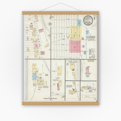 Old map wall art mockup — magnetic wood frame on white wall — Sanborn Fire Insurance Map from Lehighton, Carbon County, Pennsylvania (1896) - Complete Map Set