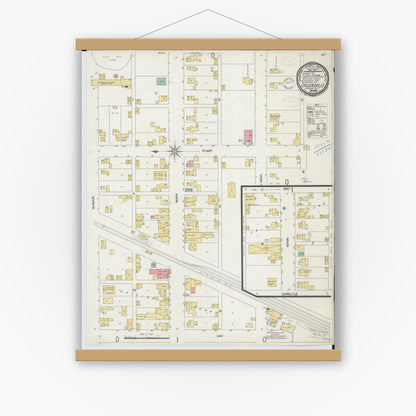 Old map wall art mockup — magnetic wood frame on white wall — Sanborn Fire Insurance Map from Cridersville, Auglaize County, Ohio (1899), Sheet #0001