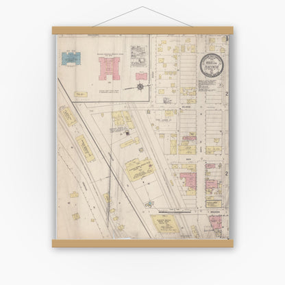 Old map wall art mockup — magnetic wood frame on white wall — Sanborn Fire Insurance Map from Placentia, Orange County, California (1917) - Complete Map Set