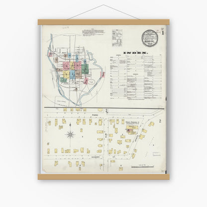Old map wall art mockup — magnetic wood frame on white wall — Sanborn Fire Insurance Map from Norwich, Chenango County, New York (1897) - Complete Map Set