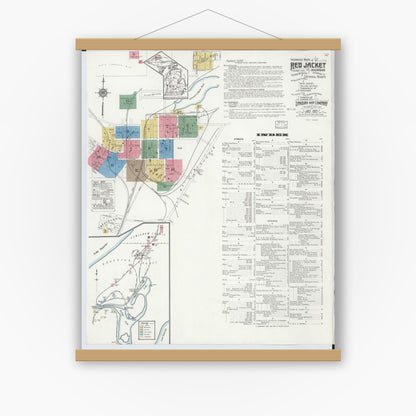 Old map wall art mockup — magnetic wood frame on white wall — Sanborn Fire Insurance Map from Red Jacket, Houghton County, Michigan (1917) - Complete Map Set