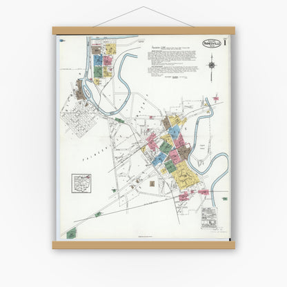 Old map wall art mockup — magnetic wood frame on white wall — Sanborn Fire Insurance Map from Painesville, Lake County, Ohio (1919) - Complete Map Set