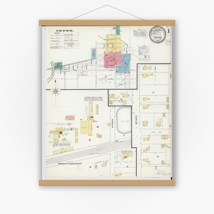 Old map wall art mockup — magnetic wood frame on white wall — Sanborn Fire Insurance Map from Stryker, Williams County, Ohio (1899) - Complete Map Set