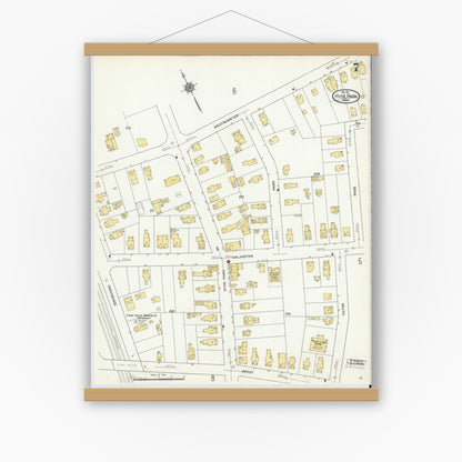 Old map wall art mockup — magnetic wood frame on white wall — Sanborn Fire Insurance Map from Hyde Park, Norfolk County, Massachusetts (1911), Sheet #0007