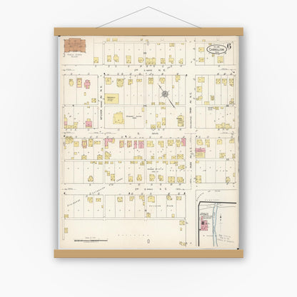 Old map wall art mockup — magnetic wood frame on white wall — Sanborn Fire Insurance Map from Carrollton, Carroll County, Ohio (1921), Sheet #0006