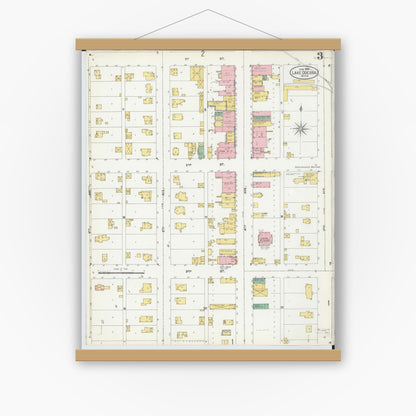 Old map wall art mockup — magnetic wood frame on white wall — Sanborn Fire Insurance Map from Lake Odessa, Ionia County, Michigan (1904), Sheet #0003