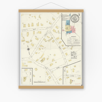Old map wall art mockup — magnetic wood frame on white wall — Sanborn Fire Insurance Map from Pawling, Dutchess County, New York (1910) - Complete Map Set