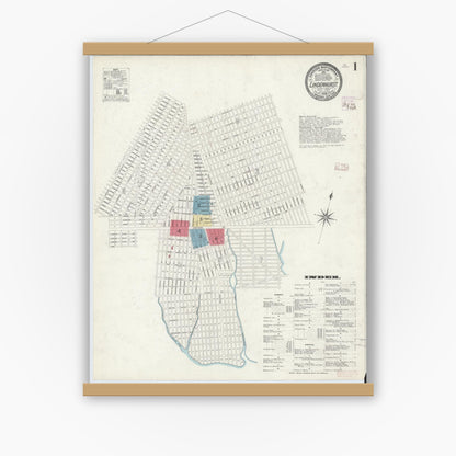 Old map wall art mockup — magnetic wood frame on white wall — Sanborn Fire Insurance Map from Lindenhurst, Suffolk County, New York (1908) - Complete Map Set