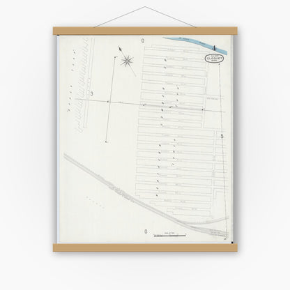 Old map wall art mockup — magnetic wood frame on white wall — Sanborn Fire Insurance Map from Cloquet, Carlton County, Minnesota (1897), Sheet #0004