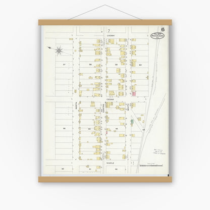 Old map wall art mockup — magnetic wood frame on white wall — Sanborn Fire Insurance Map from Mauch Chunk, Carbon County, Pennsylvania (1908), Sheet #0006